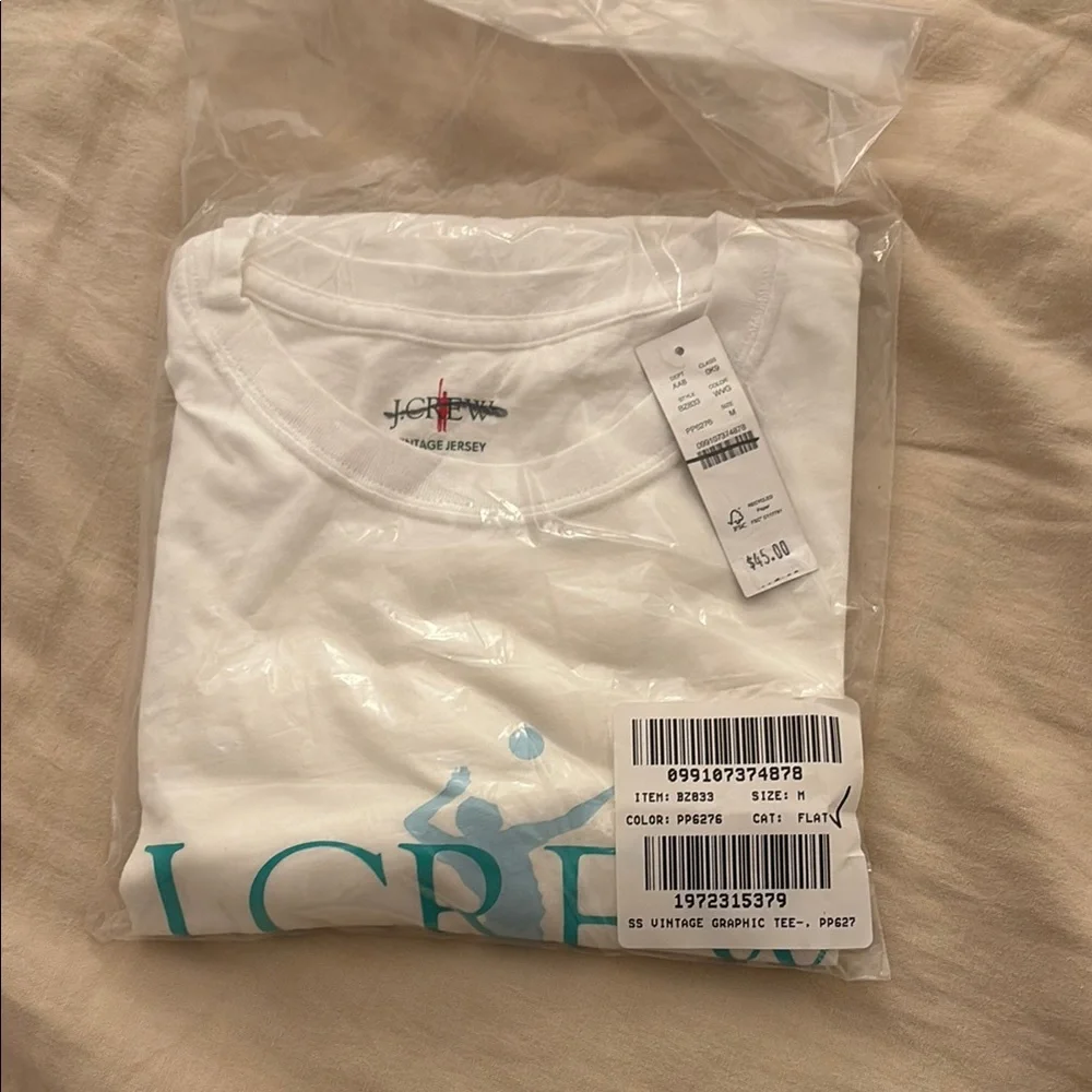 J.Crew Volleyball vintage-wash cotton graphic T-shirt Medium White - Picture 3 of 6